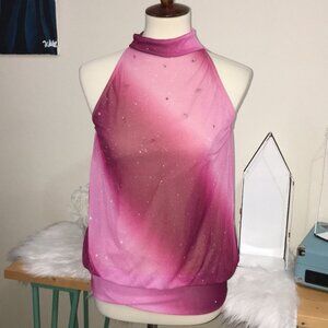 Pink Top with Glitter and Rhinestones * Dance Club